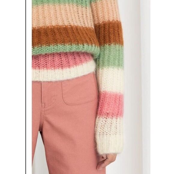& Other Stories SMALL chunky Knit Color Block Stripe Sweater Mohair Blend - Picture 4 of 12